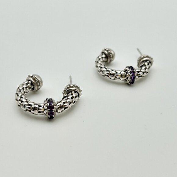 Phillip Gavriel Prosecco Sterling Siver Amethyst Hoops Earrings - Picture 6 of 9